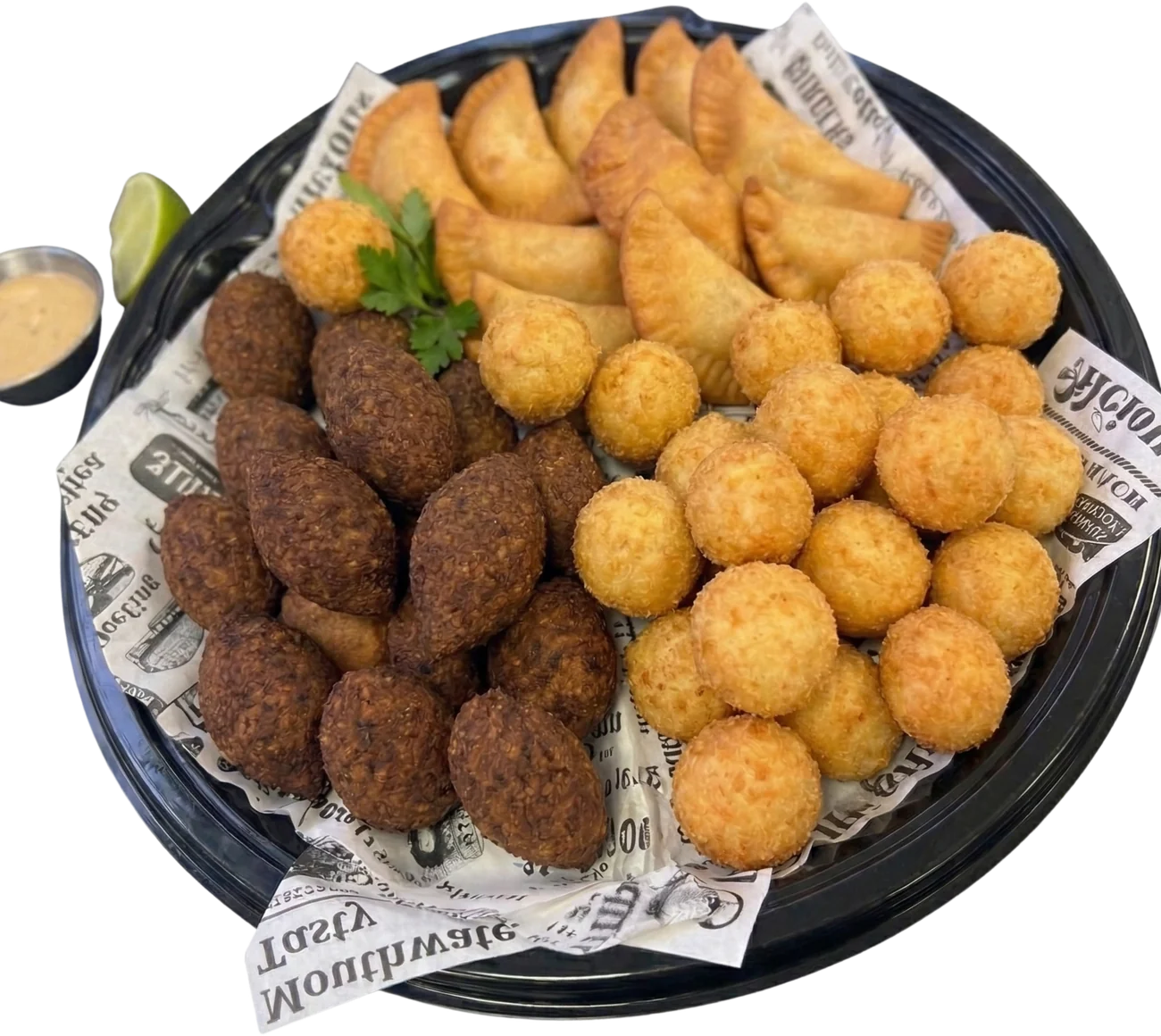 Típico Sweet & Salt Kit Fiesta party tray — Dominican empanadas, quipes and bollitos de yuca